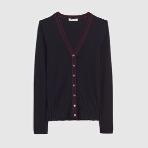 Madewell V-Neck Cardigan in Merino-Silk Blend Dark Navy Combo size Small